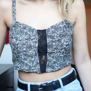 Urban Outfitters Rose Embroidered Crop Top
